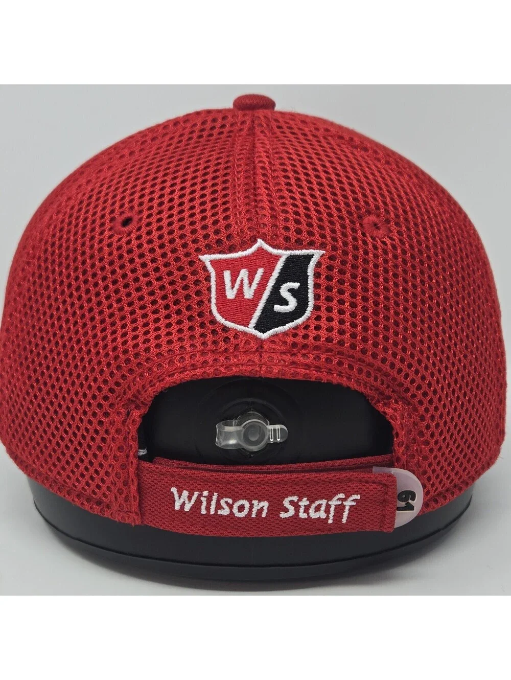 Wilson Staff Golf Hat Cap Red Mesh Adjustable Hook & Loop Performance